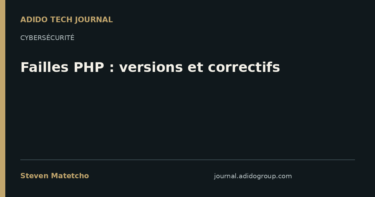Présentation éditoriale du guide Failles de sécurité PHP : quelles versions mettre à jour ? par Steven Matetcho